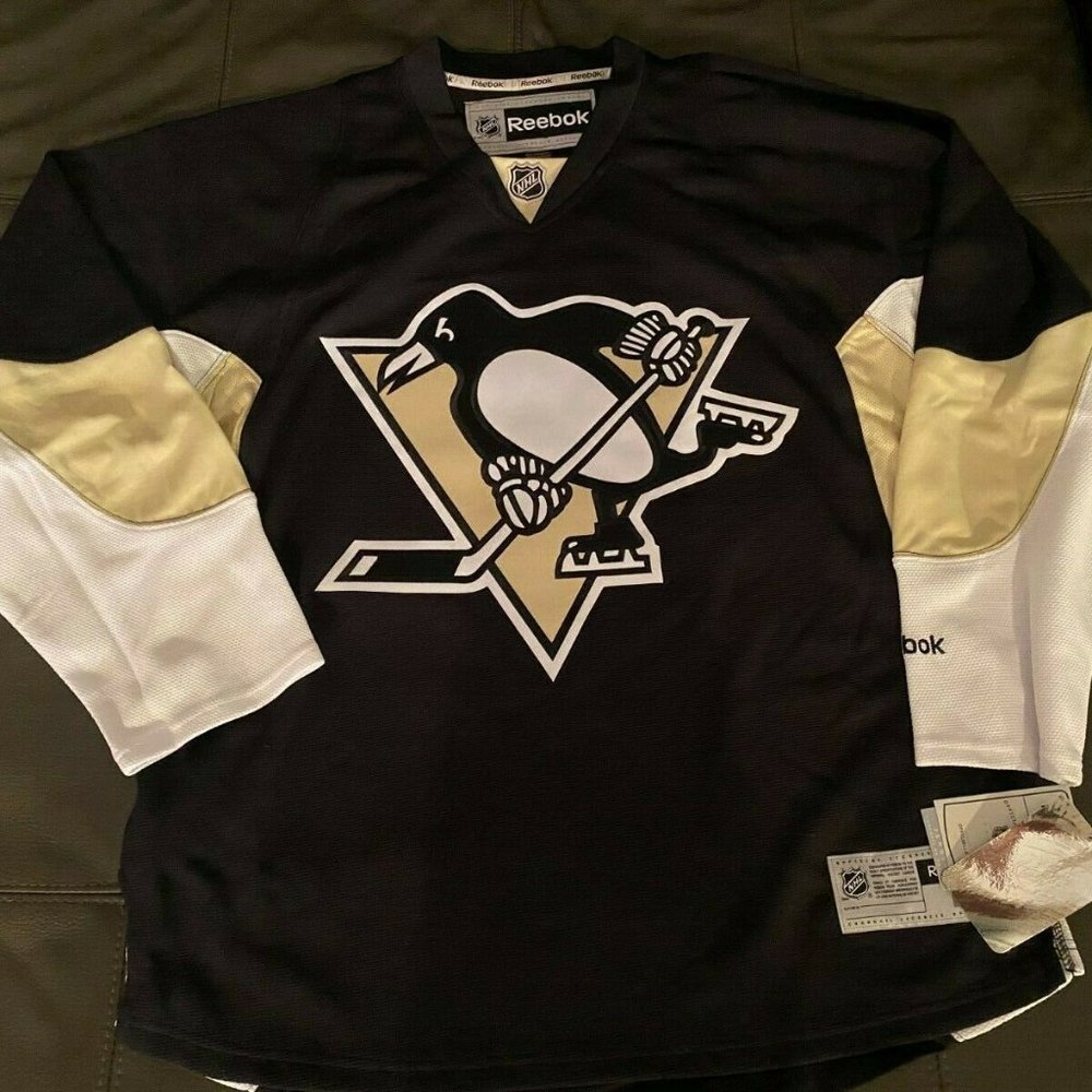 REEBOK PITTSBURGH PENGUINS Black PREMIER JERSEY Size S,M,L,XL,2X NEW w TAGS - Picture 1 of 2
